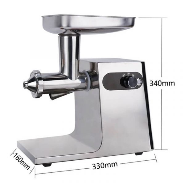 304 stainless steel cold press juicer with dimensions 340mm height, 330mm length, and 160mm width